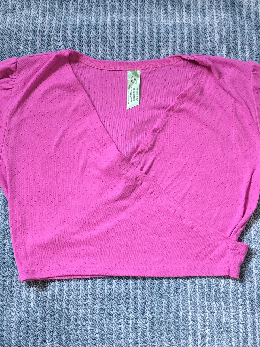 Women's Fuchsia Pink Wrap-Style Crop Top